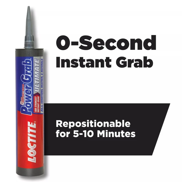 Main image of Loctite Power Grab Ultimate Construction Adhesive Pack of 1, White 9 fl oz Cartridge