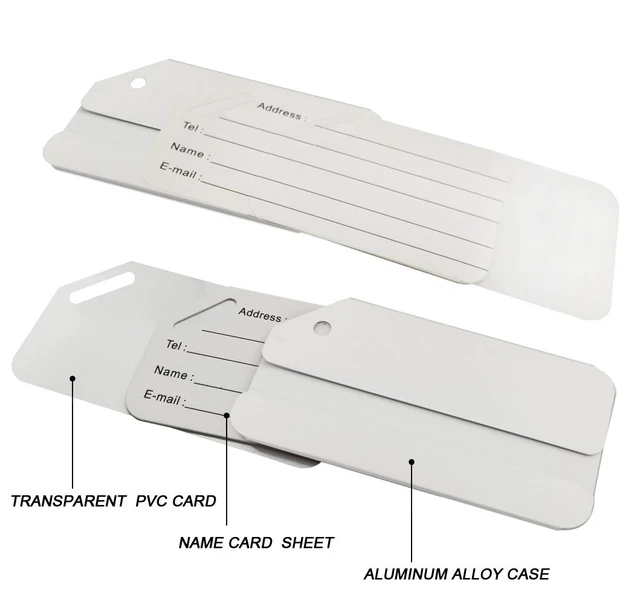 Alt view image 2 of 6 - Aluminum Luggage Tags, Luggage Tag Holders for Travel Luggage Baggage Identifier by Ovener (2Pack Silver)