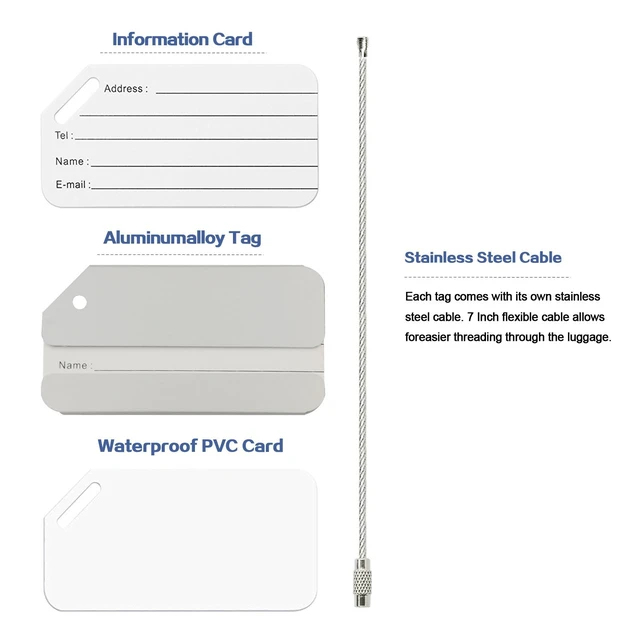Alt view image 5 of 6 - Aluminum Luggage Tags, Luggage Tag Holders for Travel Luggage Baggage Identifier by Ovener (2Pack Silver)