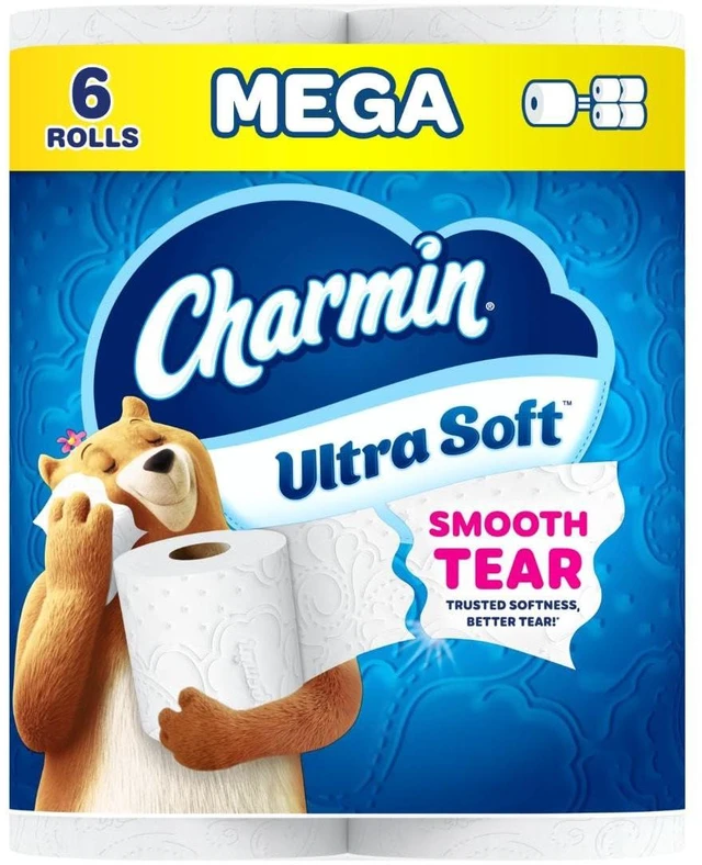 Main image of Charmin Ultra Soft Toilet Paper, 6 Mega Rolls = 24 Regular Rolls