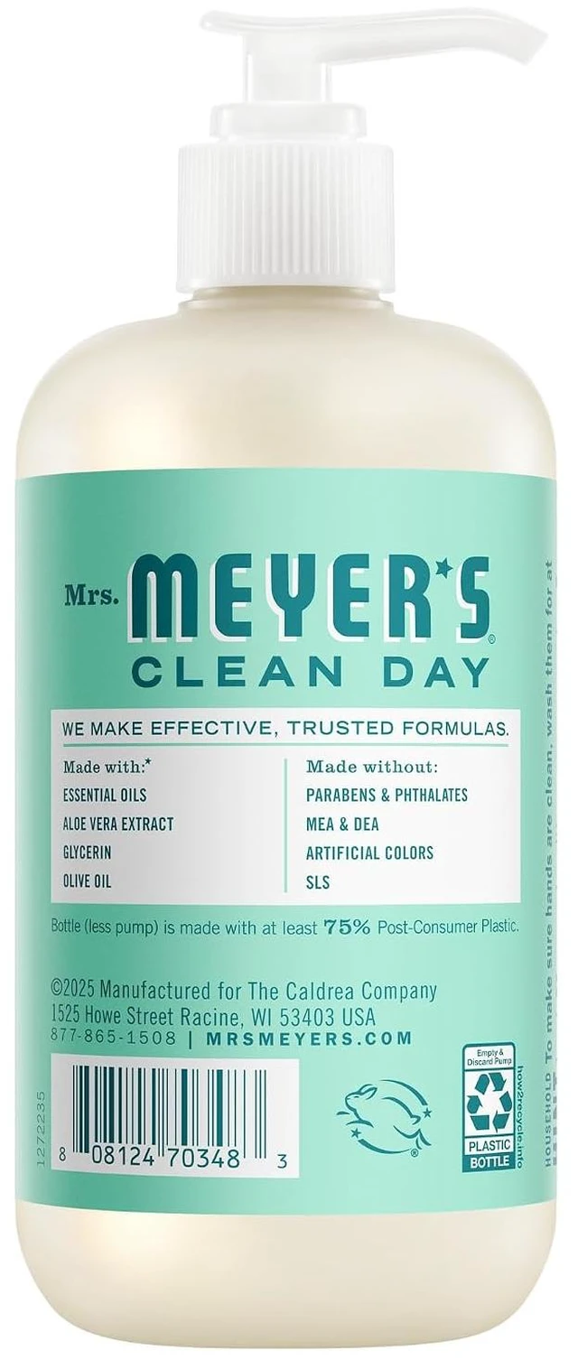 Alt view image 3 of 6 - MRS. MEYER'S CLEAN DAY Hand Soap, Mint Scent, 12.5 Fl Oz Bottle
