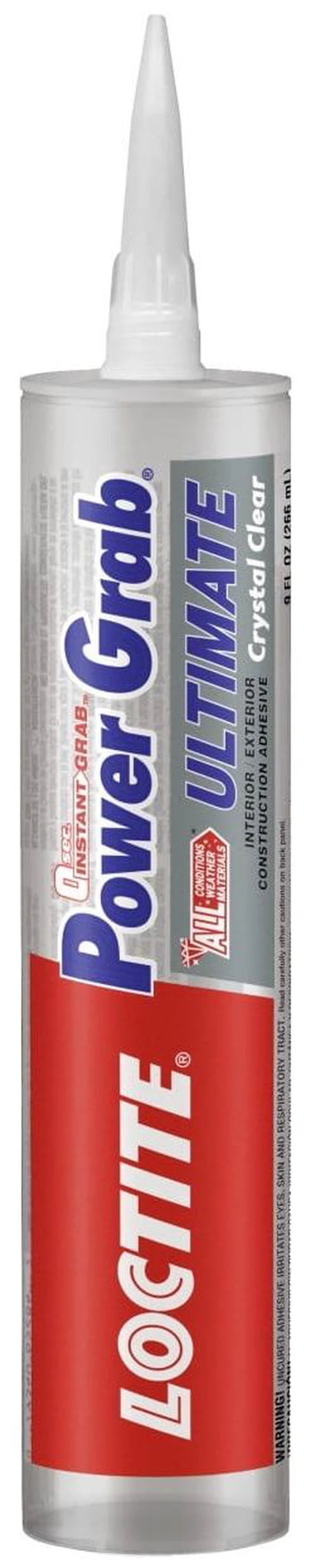 Main image of Loctite Power Grab Ultimate Crystal Clear Construction Adhesive Pack of 1, Clear 9 fl oz Cartridge