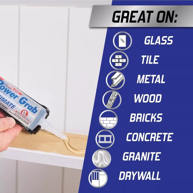 Alt view image 4 of 5 - Loctite Power Grab Ultimate Crystal Clear Construction Adhesive Pack of 1, Clear 9 fl oz Cartridge