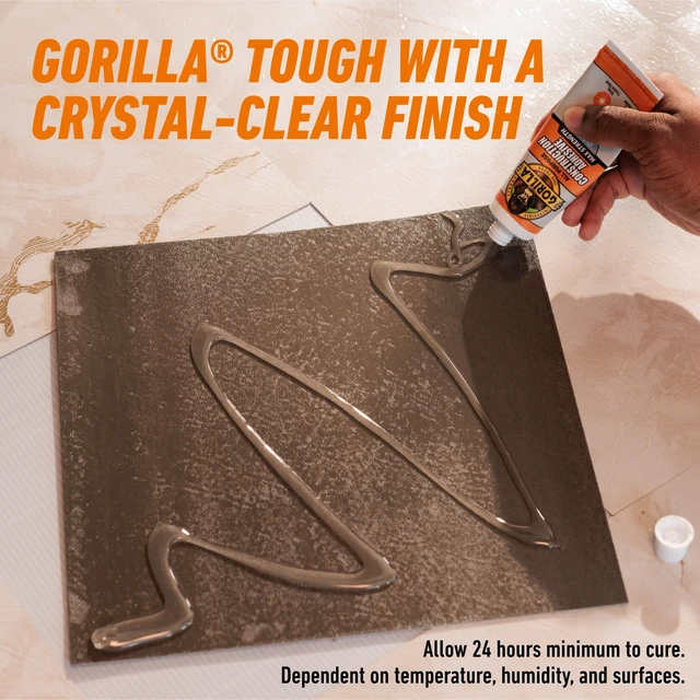 Alt view image 3 of 5 - Gorilla Max Strength Construction Adhesive, Clear Glue, 2.5 Ounce Squeeze Tube - Gap Filling and Waterproof