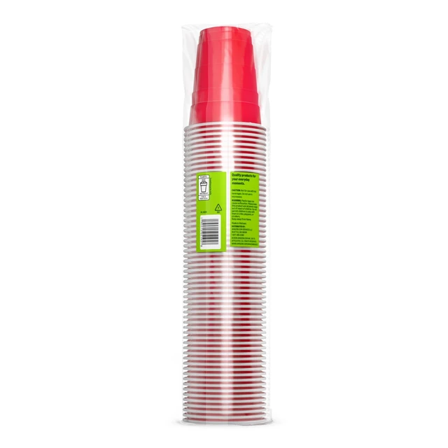 Alt view image 3 of 6 - Amazon Basics Disposable Plastic Party Cups, Red, 18oz, 50 Count, Packaging May Vary