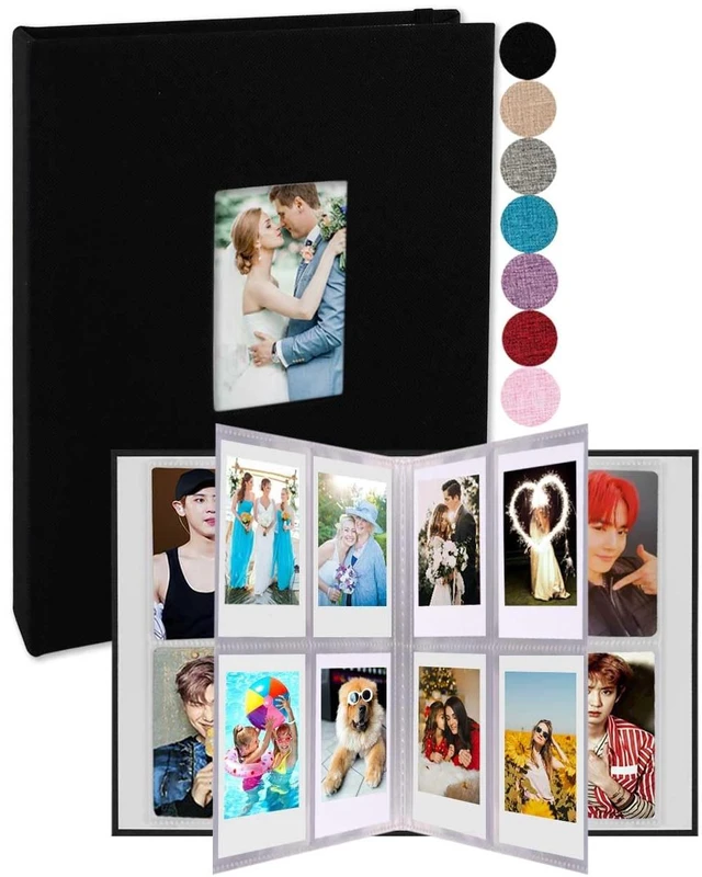 Main image of GPIRAL 2x3 Polaroid Photo Album Book 208 Vertical Photos - Linen Photo Album Compatible with Fujifilm Instax Mini Film 7s 8+ 9 11, Polaroid Snap/PIC 300, HP Sprocket, Zip Printer, Black