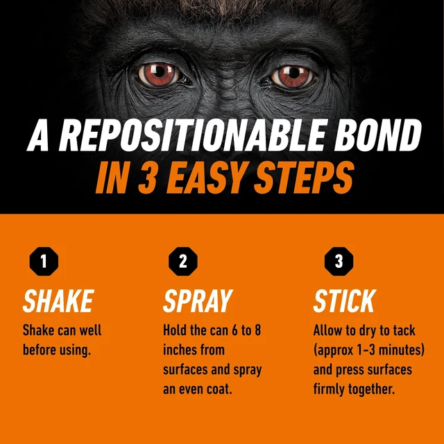 Alt view image 4 of 6 - Gorilla Glue HD Contact Adhesive Spray 12.2oz Can Recommended Surface: Hardware