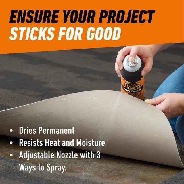 Alt view image 2 of 6 - Gorilla Glue HD Contact Adhesive Spray 12.2oz Can Recommended Surface: Hardware