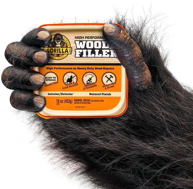 Alt view image 6 of 6 - Gorilla Wood Filler Natural Finish 16 Ounce Tub - Water Resistant for Indoor and Outdoor Projects and Repairs