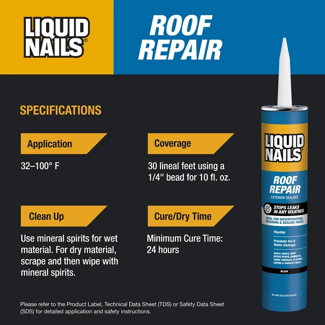Alt view image 5 of 5 - Liquid Nails Roof Repair 10.3 oz Black Exterior Waterproofing Roof Adhesive