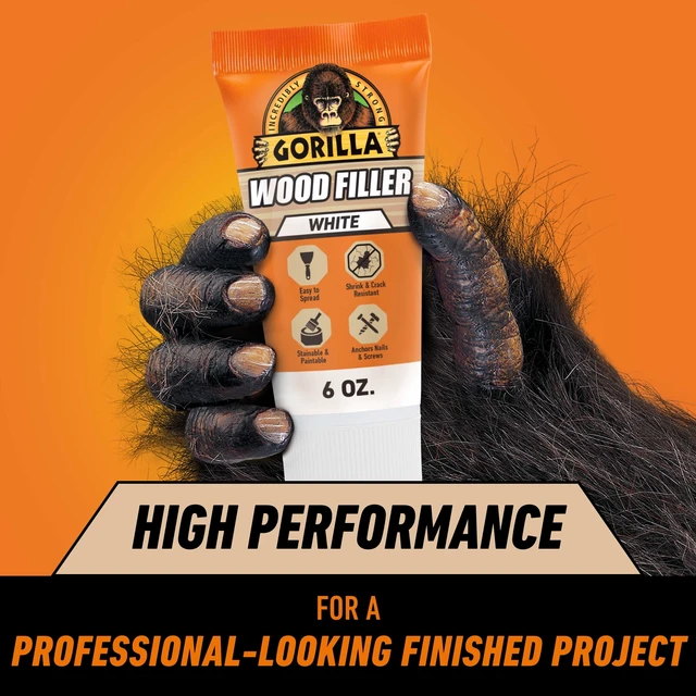 Alt view image 6 of 6 - Gorilla All Purpose Wood Filler, White Wood Filler, 6 Ounce Tube - Water Resistant for Indoor or Outdoor Projects and Repairs