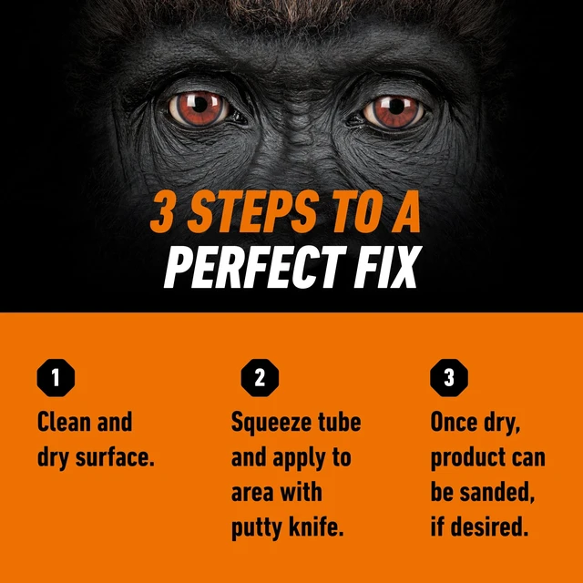 Alt view image 4 of 6 - Gorilla All Purpose Wood Filler, White Wood Filler, 6 Ounce Tube - Water Resistant for Indoor or Outdoor Projects and Repairs