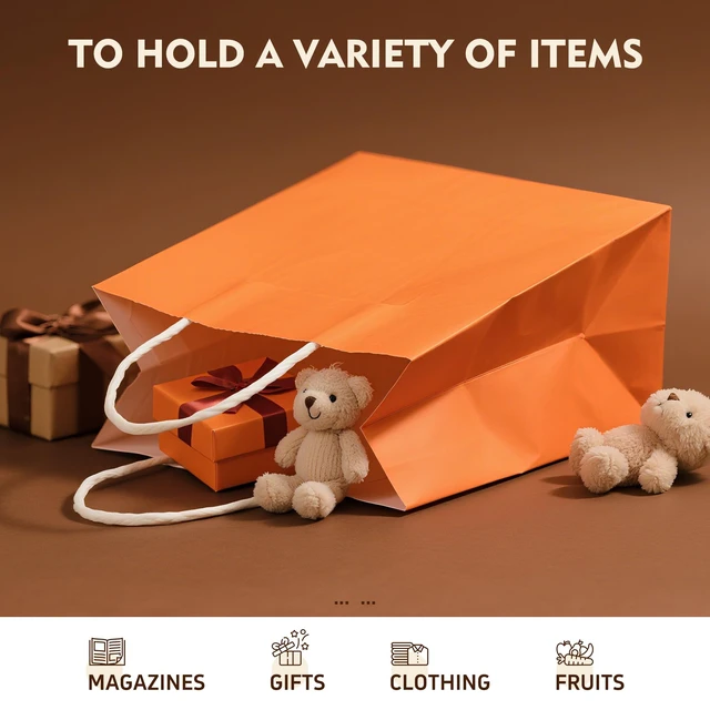 Alt view image 6 of 7 - YEEHAW 24 Pack Small Gift Bags 5.8"×3.2"×8.25" Kraft Paper Bags with Handles, Party Favor Bags Bulk for Kids Birthday, Baby Shower, Crafts, Wedding, Party (6 Colors)