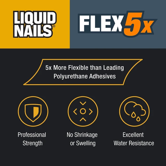Alt view image 3 of 4 - Liquid Nails Flex 5x 10 oz Interior & Exterior Construction Adhesive