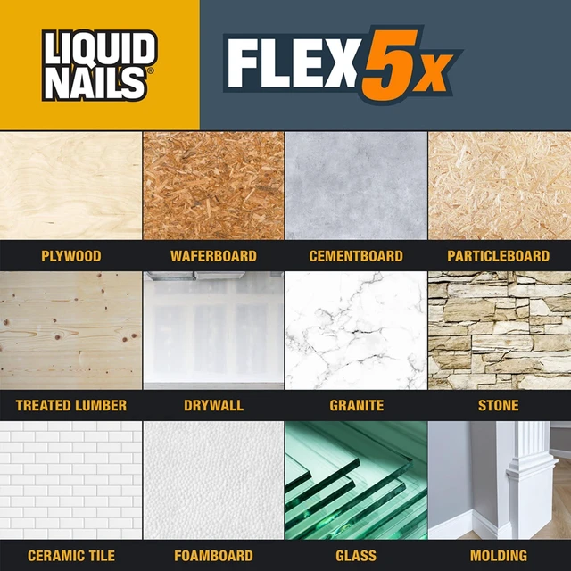 Alt view image 2 of 4 - Liquid Nails Flex 5x 10 oz Interior & Exterior Construction Adhesive