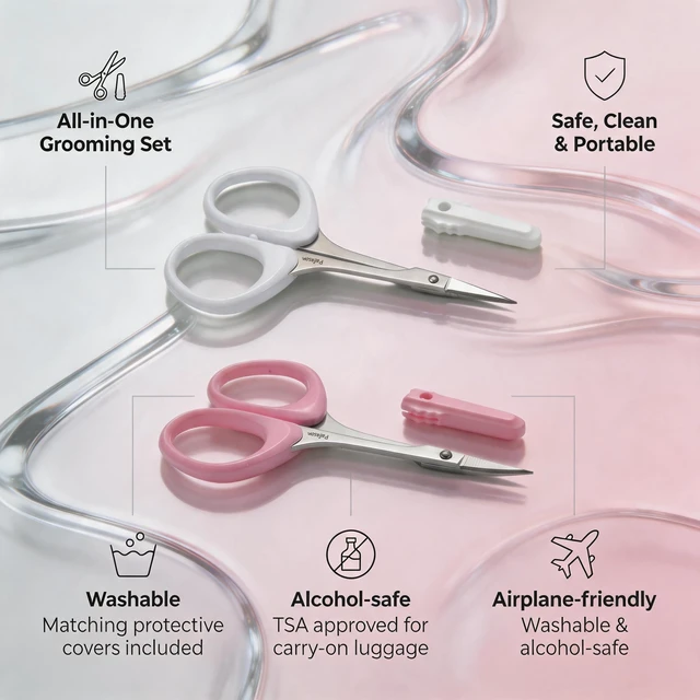 Alt view image 4 of 6 - PAFASON Small Travel Eyebrow Eyelash Hair Trimming Scissors Set Point Tip