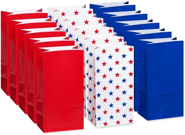 Main image of American Greetings 10" Large Patriotic Gift Bags, Red, White and Blue (16-Count)