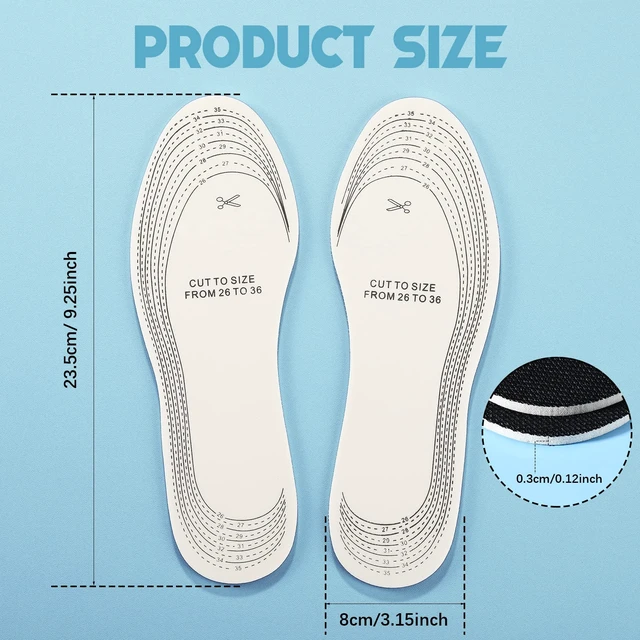 Alt view image 3 of 6 - Eurzom 2 Pairs Kids Insoles for Shoes Sneakers Memory Sponge Inserts,Black