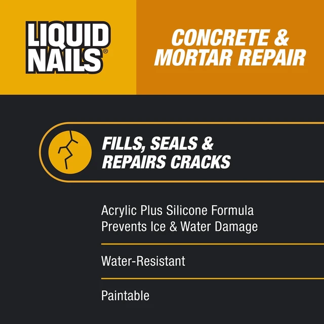 Alt view image 3 of 5 - Liquid Nails Tough Repair 10.3 oz Gray Interior and Exterior Concrete and Mortar Repair Adhesive