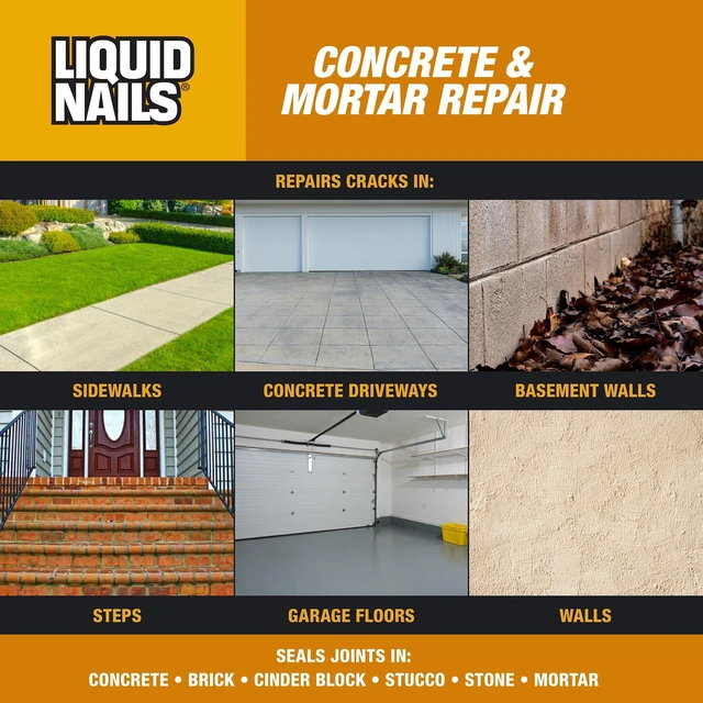 Alt view image 2 of 5 - Liquid Nails Tough Repair 10.3 oz Gray Interior and Exterior Concrete and Mortar Repair Adhesive