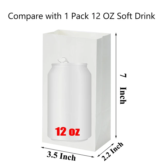 Alt view image 4 of 5 - 50pcs Mini Size 1 LB 3.5x2.2x7 Inches White Kraft Paper Grocery Bags for Cookies Candy Craft