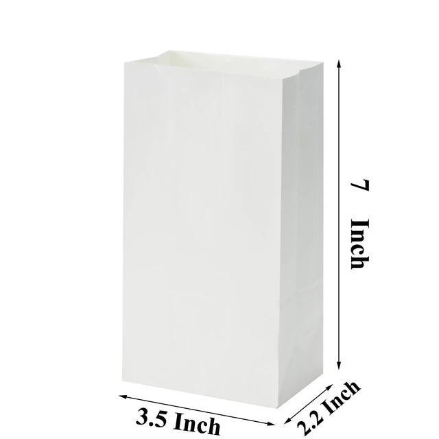 Alt view image 2 of 5 - 50pcs Mini Size 1 LB 3.5x2.2x7 Inches White Kraft Paper Grocery Bags for Cookies Candy Craft