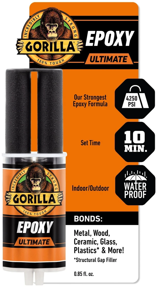 Main image of Gorilla Glue Ultimate Epoxy 25ML Syringe, Black Finish, Waterproof Adhesive
