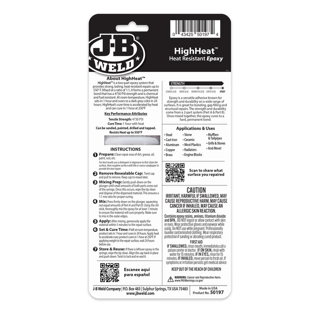 Alt view image 3 of 5 - J-B Weld Highheat Syringe Epoxy- 25 ml