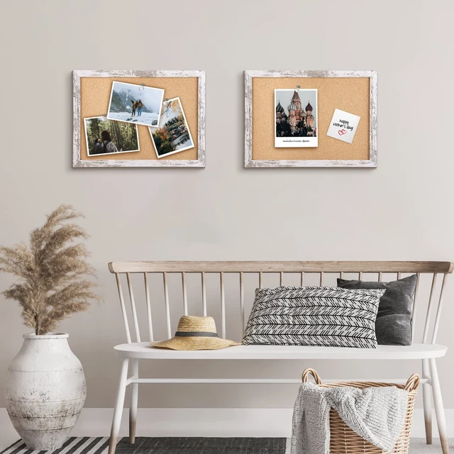 Alt view image 4 of 5 - Cork Board Bulletin Board, 11.8x8.6 inches Mini Decorative Hanging Framed Cork Boards for Walls, Pin Board Vision Board for School Home Office, Bulletin Board with Wooden Frame(2230,WH,1p)