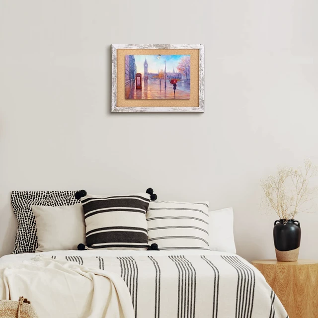 Alt view image 3 of 5 - Cork Board Bulletin Board, 11.8x8.6 inches Mini Decorative Hanging Framed Cork Boards for Walls, Pin Board Vision Board for School Home Office, Bulletin Board with Wooden Frame(2230,WH,1p)