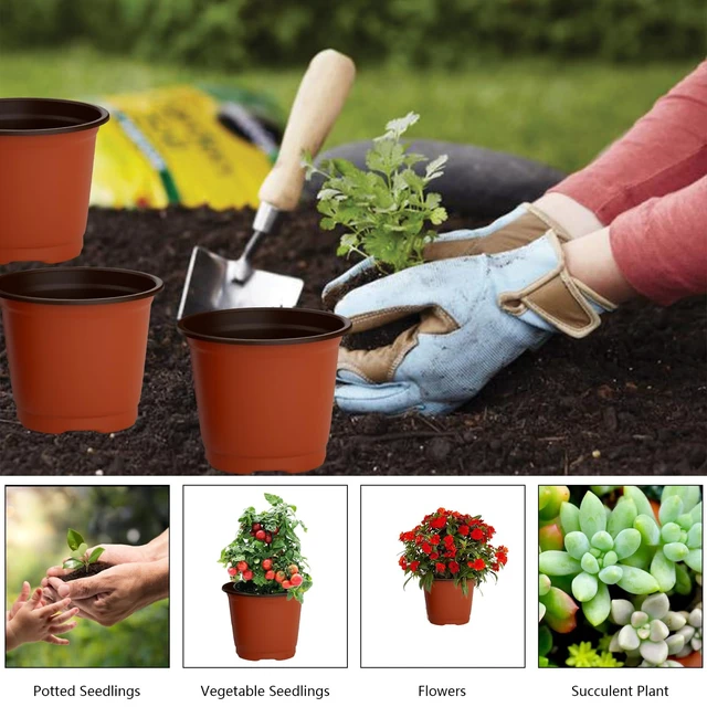 Alt view image 3 of 7 - 40 PCS Plant Nursery Pots 4 Inch Plant Seedling Pots with Drainage Holes Plastic Plant Flower Pot Small Plastic Seed Starting Pot Starter Containers Office Home Indoor Outdoor