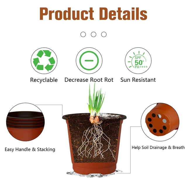 Alt view image 4 of 7 - 40 PCS Plant Nursery Pots 4 Inch Plant Seedling Pots with Drainage Holes Plastic Plant Flower Pot Small Plastic Seed Starting Pot Starter Containers Office Home Indoor Outdoor