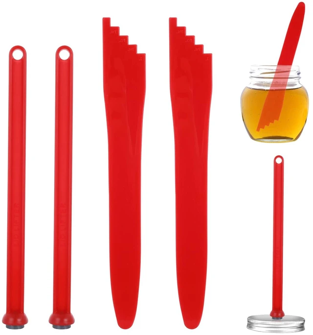 Main image of ASTER 4 Pieces Canning Kit-2 Pieces Canning Magnetic Lid Lifter Canning Lid Lifter (7 Inch) 2 Pieces Canning Bubble Popper Remover Canning Lid Magnet Tools(Red)