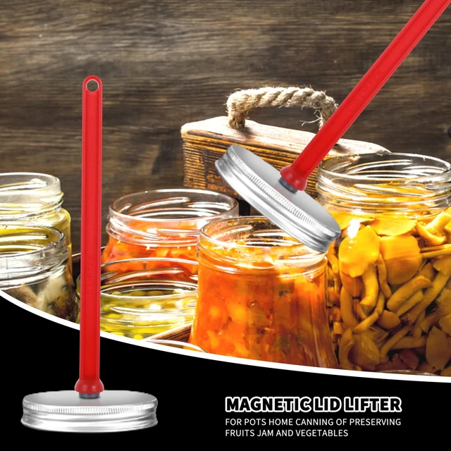 Alt view image 3 of 7 - ASTER 4 Pieces Canning Kit-2 Pieces Canning Magnetic Lid Lifter Canning Lid Lifter (7 Inch) 2 Pieces Canning Bubble Popper Remover Canning Lid Magnet Tools(Red)