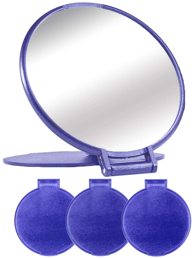Main image of MOMIRA Compact Mirror Bulk, 3-Pack, 2.4" Dia, Small Mirror for Purse, Blue