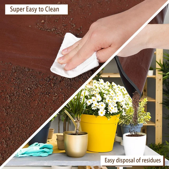 Alt view image 5 of 6 - 27"x 27" Repotting Mat for Indoor Plant Transplanting and Mess Control Foldable Waterproof Potting Tray-Easy to Clean Gardening Gifts for Plant Lovers