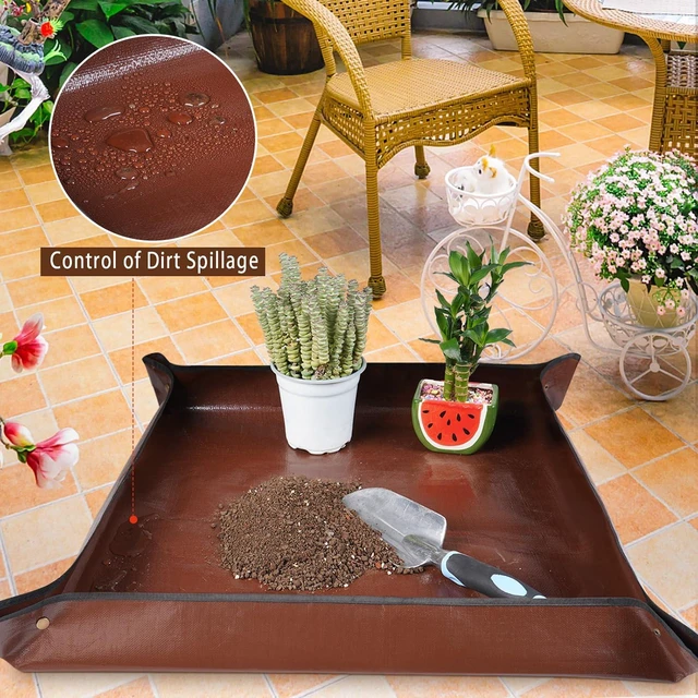 Alt view image 6 of 6 - 27"x 27" Repotting Mat for Indoor Plant Transplanting and Mess Control Foldable Waterproof Potting Tray-Easy to Clean Gardening Gifts for Plant Lovers