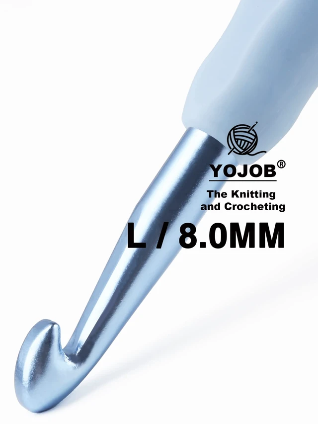 Alt view image 2 of 6 - YOJOB 2-Pack Size 7.0mm, L / 8.0mm Crochet Hooks, Ergonomic Crochet Hook