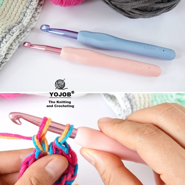 Alt view image 4 of 6 - YOJOB 2-Pack Size 7.0mm, L / 8.0mm Crochet Hooks, Ergonomic Crochet Hook