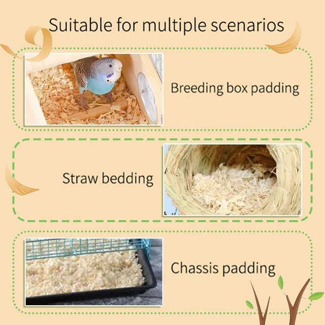 Alt view image 5 of 6 - MANON ROSA Wood Shavings for Bird Bedding - Natural Aspen Soft Low-Dust & Odor-Control Nesting Material for Parakeets Parrots Rabbits Cockatiel for Cages, Nest Boxes, Small Pet Litter