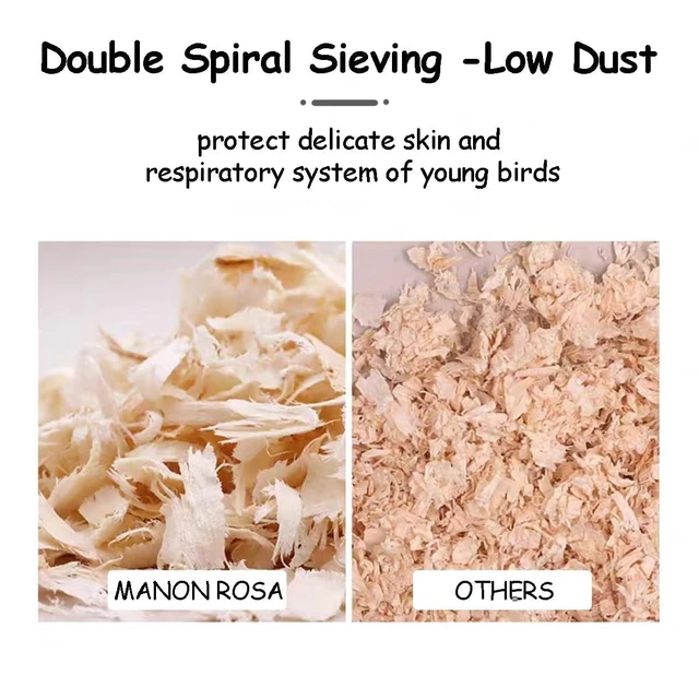 Alt view image 4 of 6 - MANON ROSA Wood Shavings for Bird Bedding - Natural Aspen Soft Low-Dust & Odor-Control Nesting Material for Parakeets Parrots Rabbits Cockatiel for Cages, Nest Boxes, Small Pet Litter