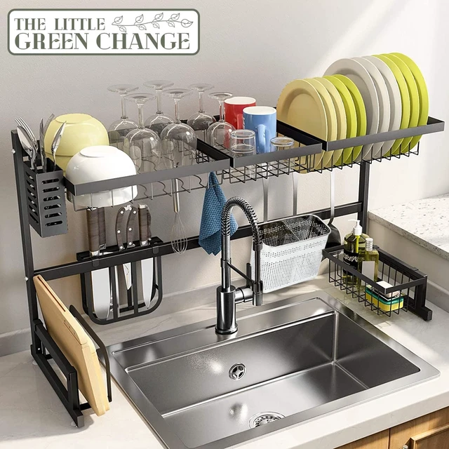 Alt view image 5 of 7 - Kitchen Utensils Chopsticks Holder Drying Rack Basket with Hooks 2 Divided Compartments Quality Stainless Steel Large L5.4 X H4.3 X W2.6