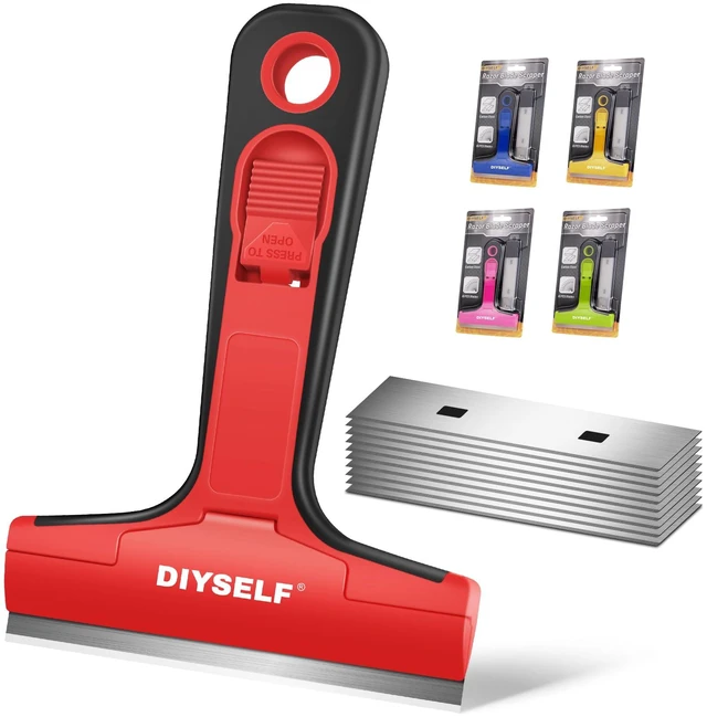 Main image of DIYSELF Razor Blade Scraper with 10 PCS 4" Blades, Scraper for Cleaning