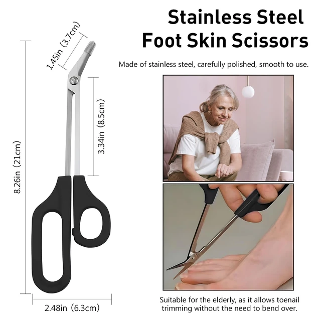 Alt view image 6 of 7 - 8.3 Inch Long Handle Toenail Scissors for Thick Nails & Easy Reach Long Handled Toe Nail Clippers for Seniors Women Men (Black)
