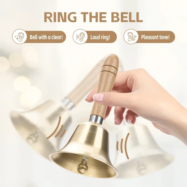Alt view image 5 of 7 - Flezoo 3.15inch Brass Super Loud Hand Bell for Dinner Wedding Office