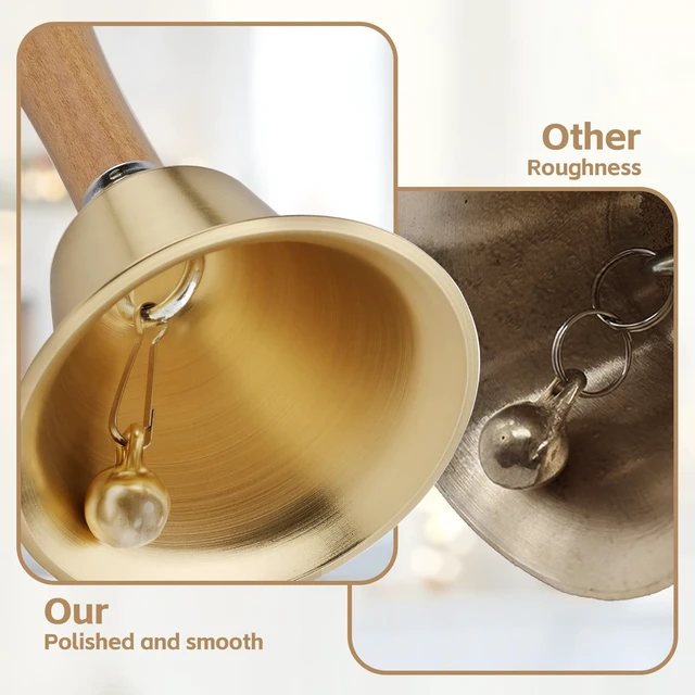 Alt view image 7 of 7 - Flezoo 3.15inch Brass Super Loud Hand Bell for Dinner Wedding Office