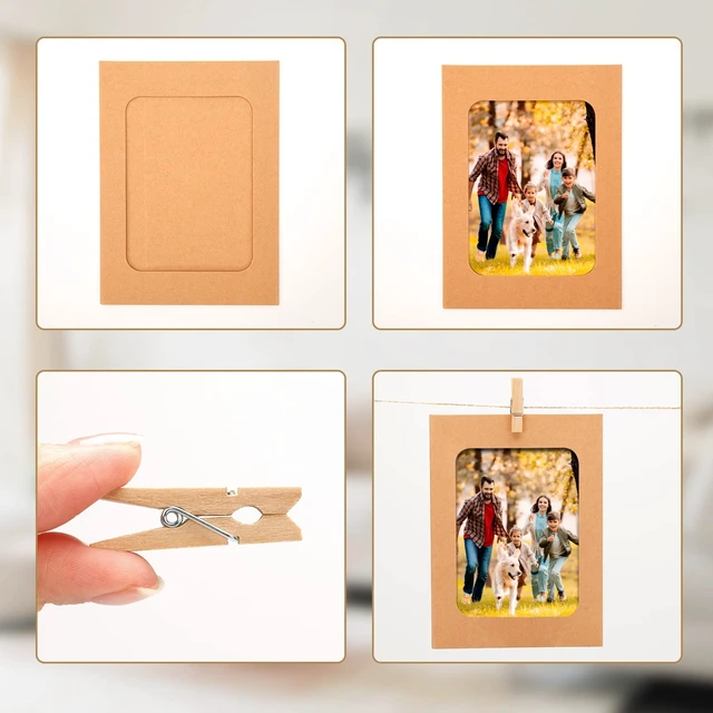 Alt view image 3 of 6 - joycraft 20Pcs Paper Photo Frames, 4x6 Inch Kraft Paper Picture Frames, Hanging Photo Display Banner, DIY Clip Photo Display Holders for Home, Office, Wedding, and Party Decor
