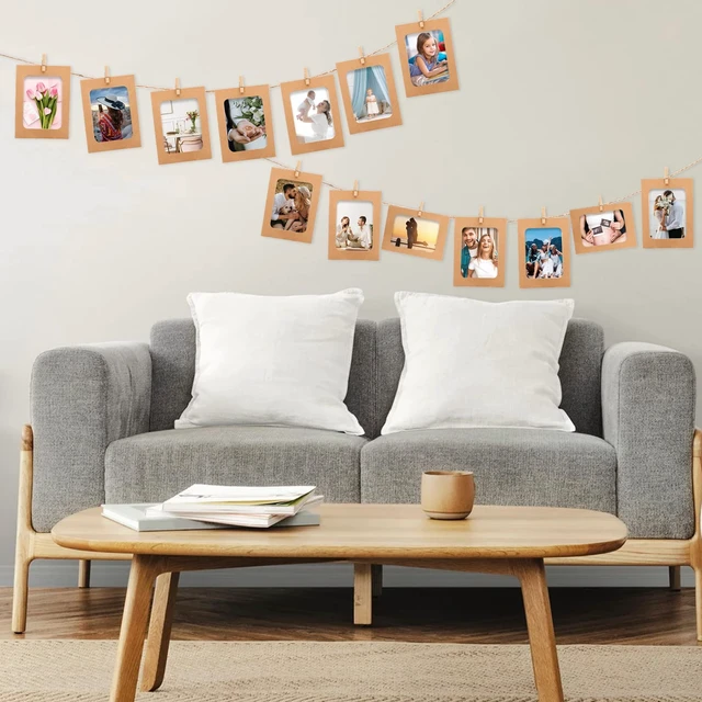 Alt view image 6 of 6 - joycraft 20Pcs Paper Photo Frames, 4x6 Inch Kraft Paper Picture Frames, Hanging Photo Display Banner, DIY Clip Photo Display Holders for Home, Office, Wedding, and Party Decor