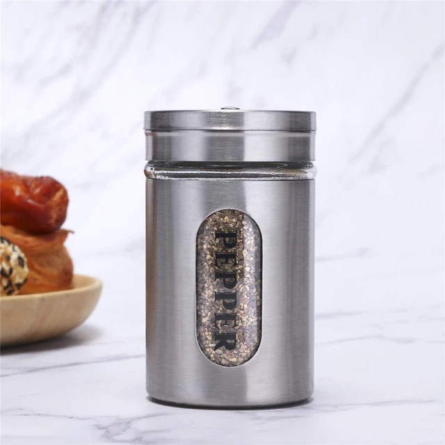 Alt view image 7 of 7 - Salt and Pepper Shakers Stainless Steel and Glass Set (silver)