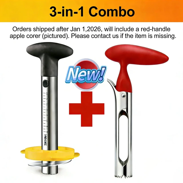 Alt view image 2 of 6 - Pineapple Corer and Slicer Tool, Pineapple Cutter and Corer, Stainless Steel Pineapple Peeler, Easy Pineapple core remover decorer, Eye Removal Tool, Pelador De Piña (Black with Measure marks)